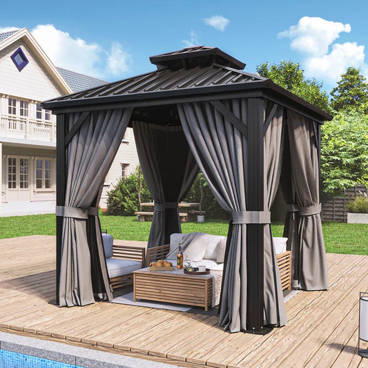 8 Ft. W X 8 Ft. D Patio Gazebo with Double Roof