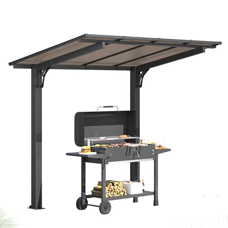 Modern metal patio grill gazebo with canopy and barbecue station