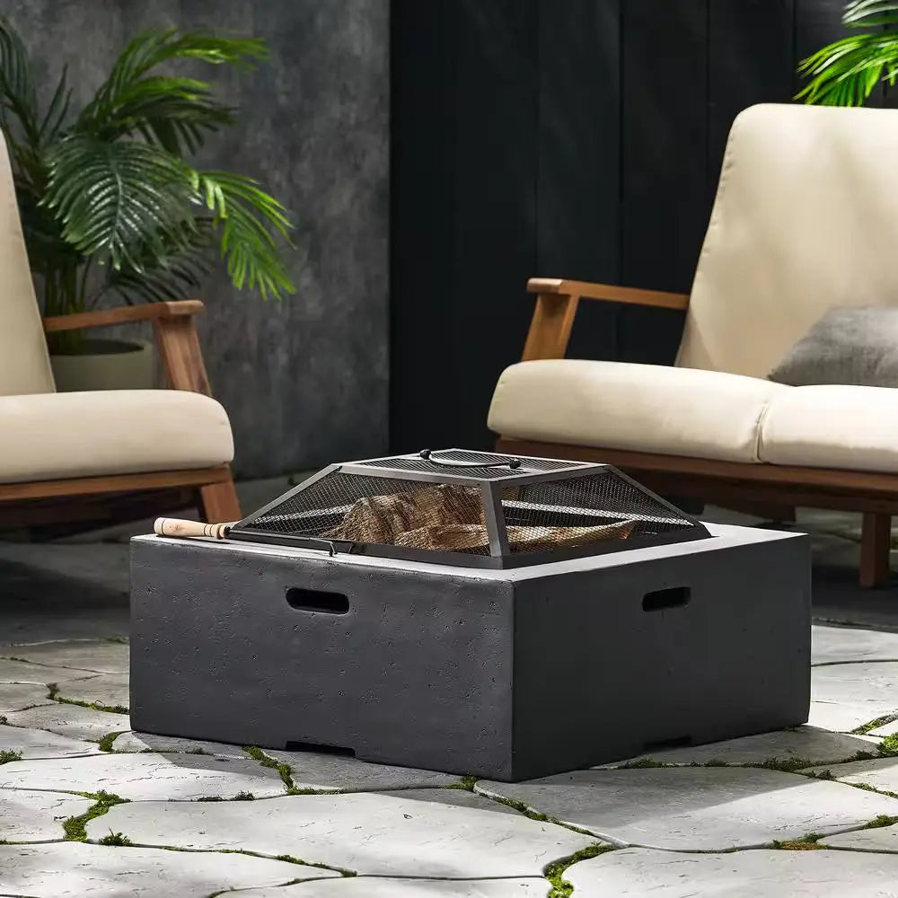 29 In. Square MGO Portable Wood Burning Fire Pits in Dark Grey