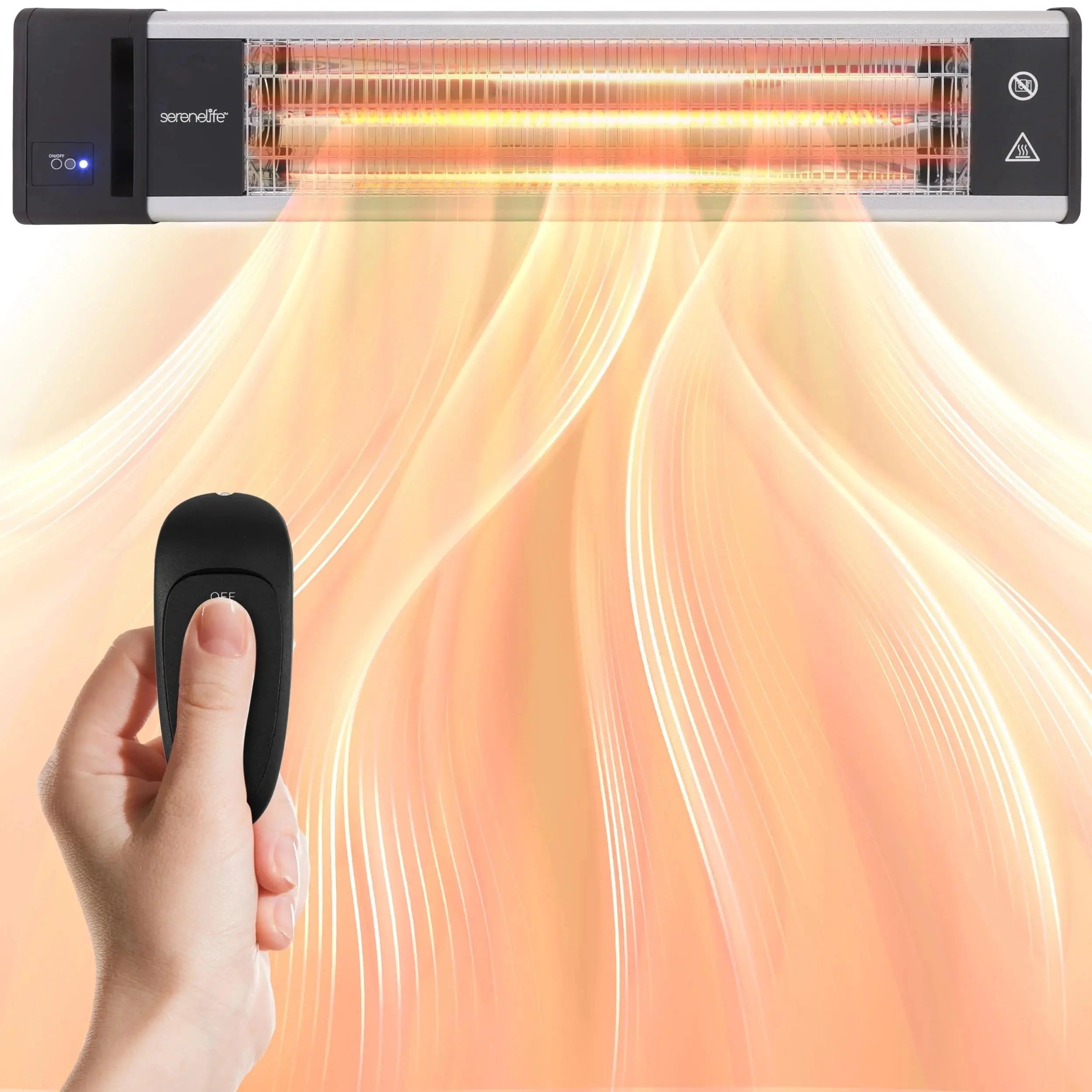 Infrared Patio Heater, Wall-Mounted Electric Heater with Remote, 1500W, IP65 Approved, Odorless, Indoor/Outdoor for Patio, Restaurant, Backyard, Garage, Decks
