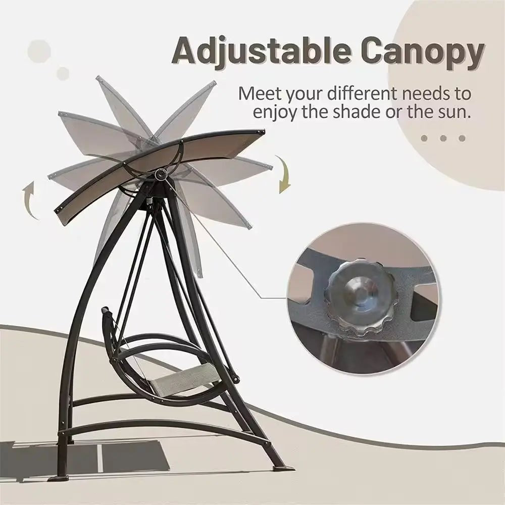 product_name# - Patio Chairs - 3-Seat Outdoor Patio Swing Chair with Adjustable Canopy#