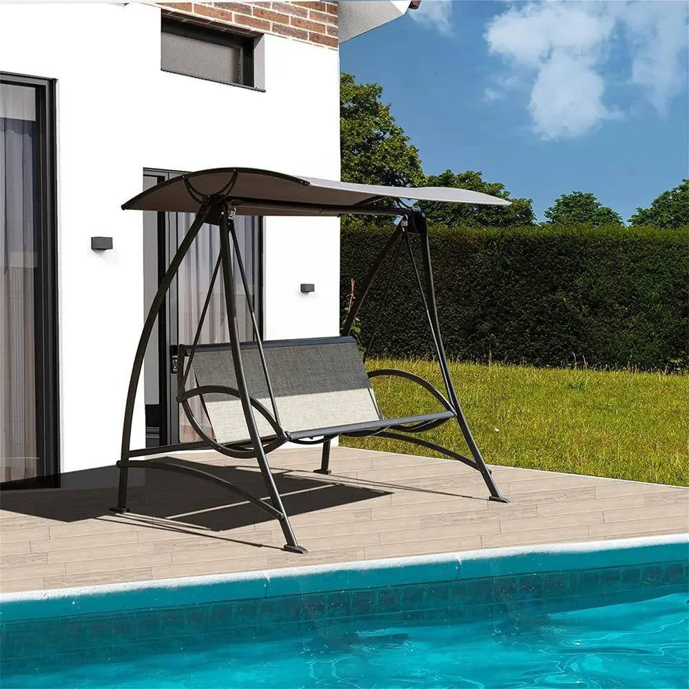 product_name# - Patio Chairs - 3-Seat Outdoor Patio Swing Chair with Adjustable Canopy#