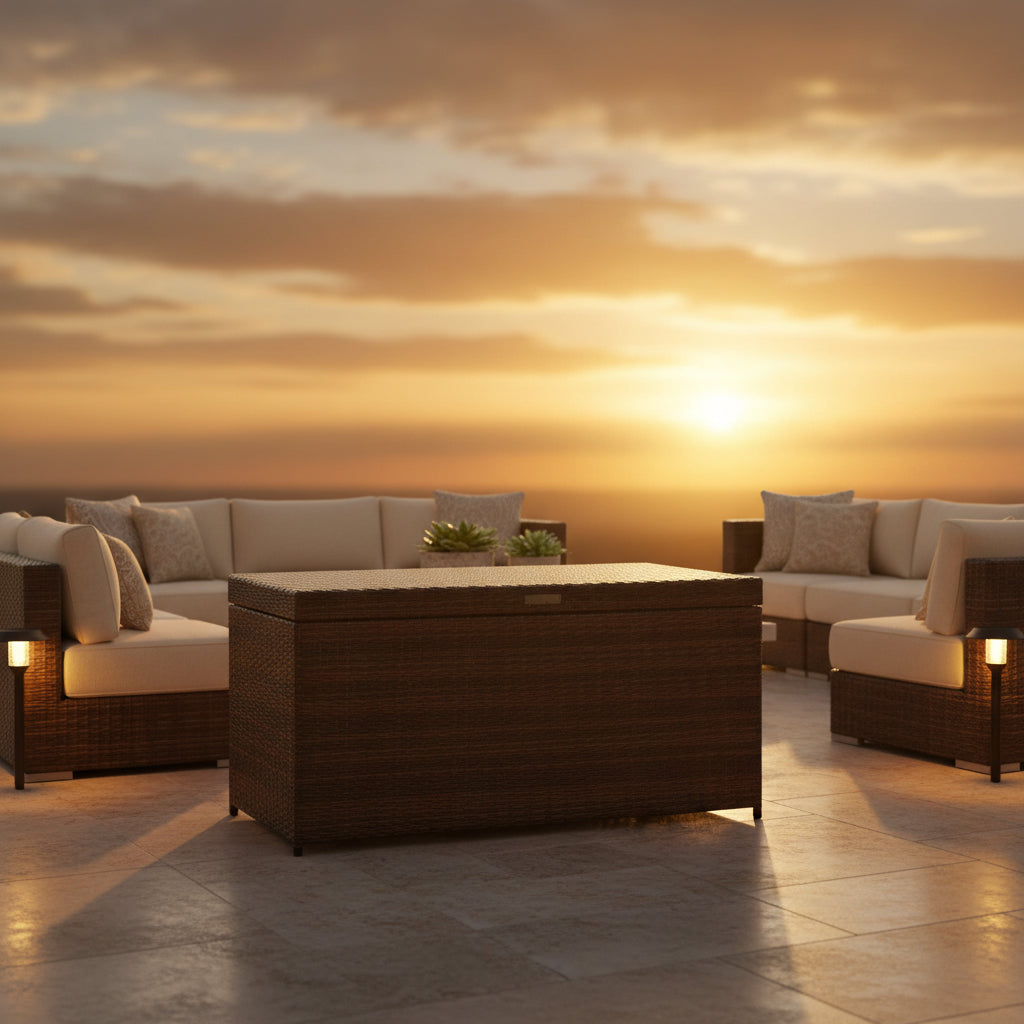product_name# - Patio Storage - ElvoraELVORA Outdoor Wicker Poolside Storage Box – Premium Patio Cushion & Pool Toy StoragePatio StorageElvora Patio & FurnitureElvora Patio & Furniture705353829697Brown2outdoor storage boxpatio storage boxpoolside storage