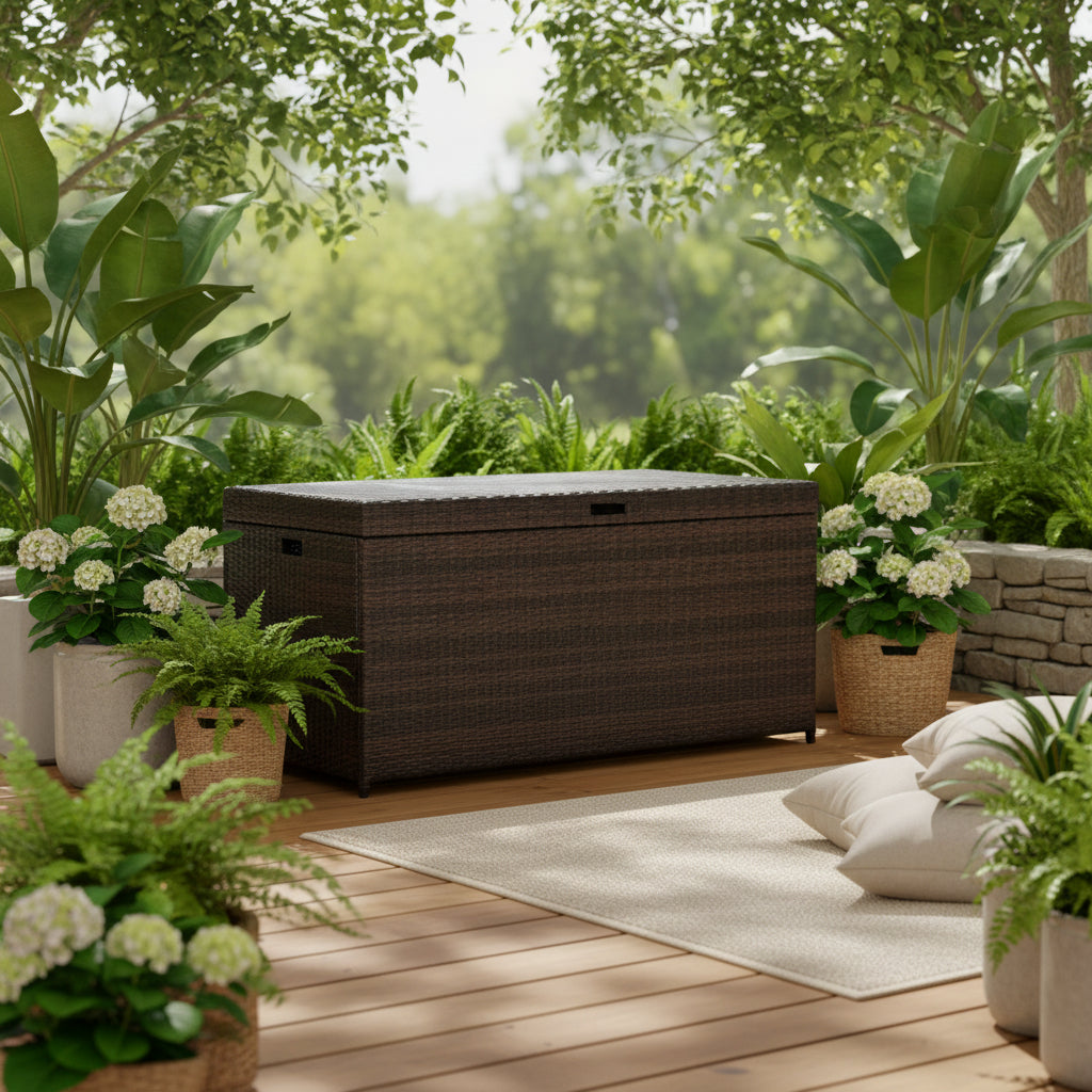 product_name# - Patio Storage - ElvoraELVORA Outdoor Wicker Poolside Storage Box – Premium Patio Cushion & Pool Toy StoragePatio StorageElvora Patio & FurnitureElvora Patio & Furniture705353829697Brown3outdoor storage boxpatio storage boxpoolside storage
