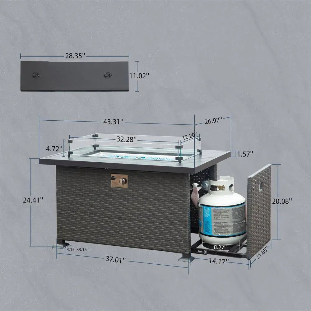 product_name# - Fire Pits - ElvoraELVORA 43" Outdoor Wicker Fire Pit Table – 50,000 BTU Patio Heater with Glass Wind GuardFire PitsElvora Patio & FurnitureElvora Patio & FurnitureELVORA 43" Outdoor Wicker Fire Pit Table – 50,000 BTU Patio Heater with Glass Wind GuardFire PitsElvora Patio & FurnitureElvora Patio & Furniture