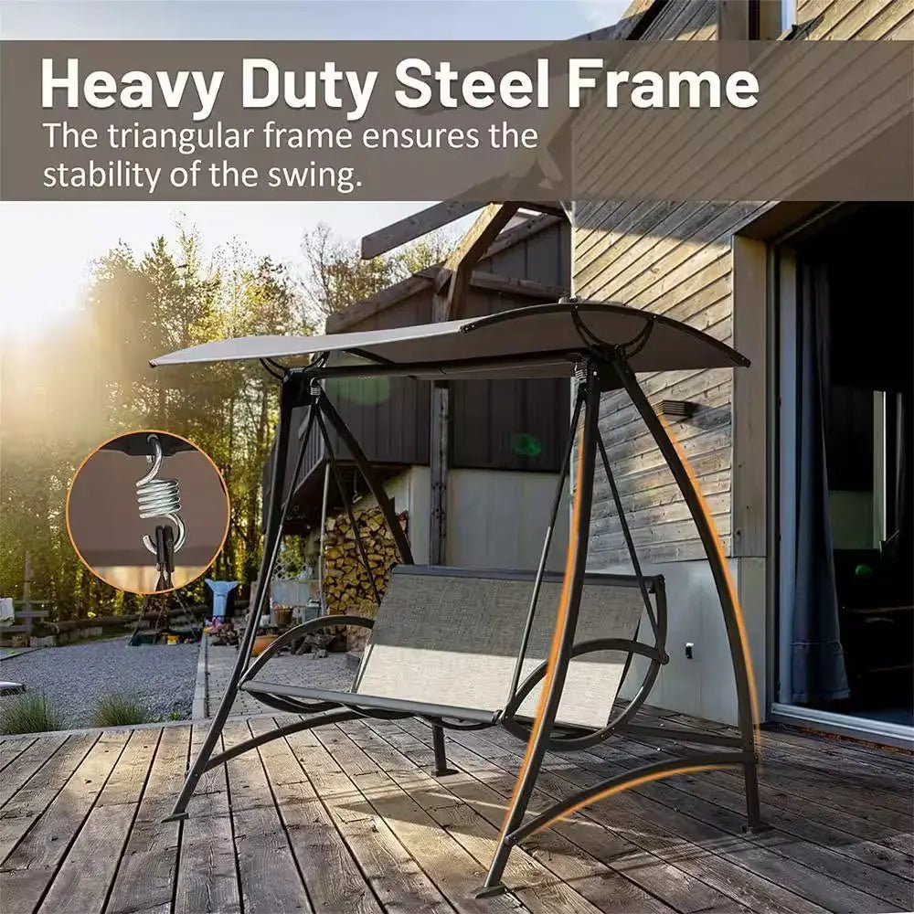 product_name# - Patio Chairs - 3-Seat Outdoor Patio Swing Chair with Adjustable Canopy#