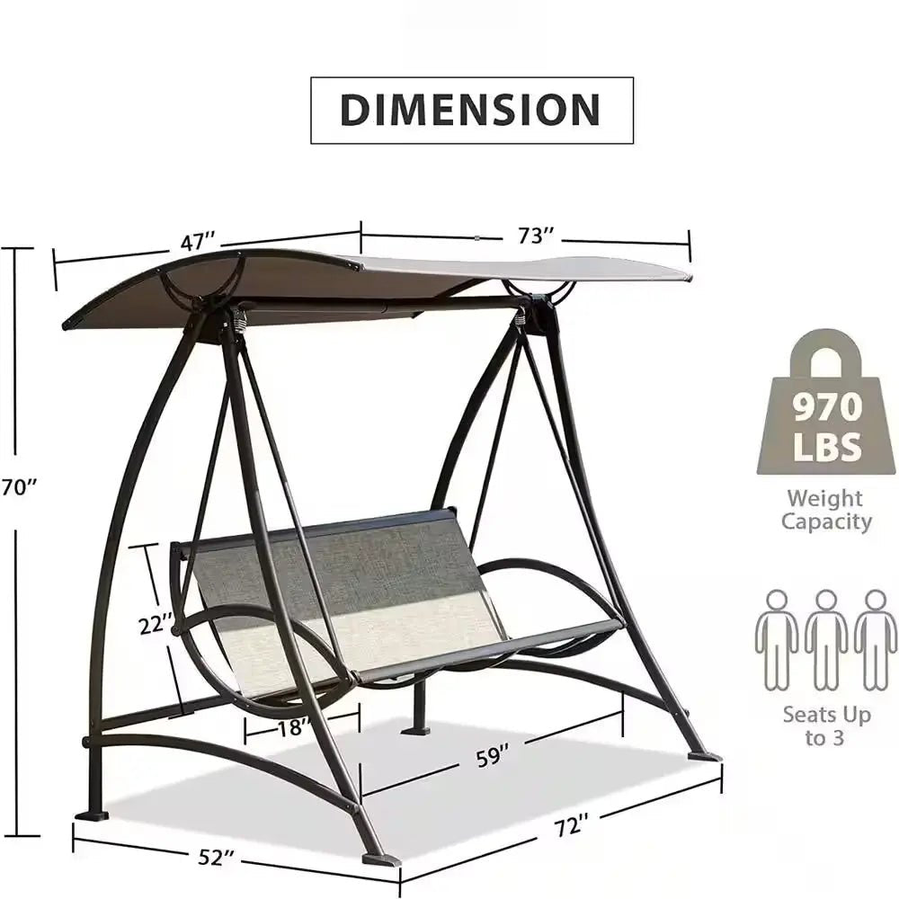 product_name# - Patio Chairs - 3-Seat Outdoor Patio Swing Chair with Adjustable Canopy#