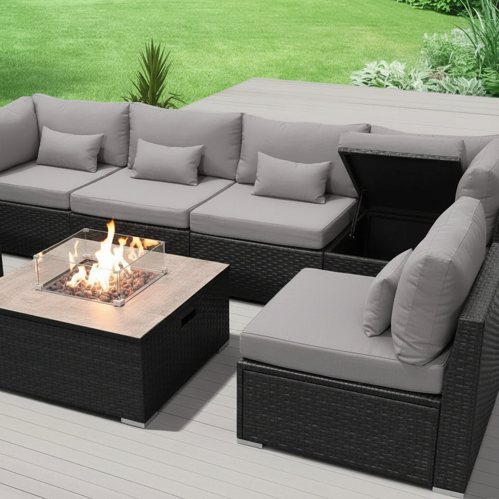product_name# - Patio Sectionals - ElvoraElvora Luxury 8-Piece Patio Sectional with Fire Pit TablePatio SectionalsElvora Patio & FurnitureElvora Patio & Furniture7445052618699Default Title8-piece patio furniturefire pit tableluxury patio sectional7Elvora Luxury 8-Piece Patio Sectional with Fire Pit TablePatio Sectionals