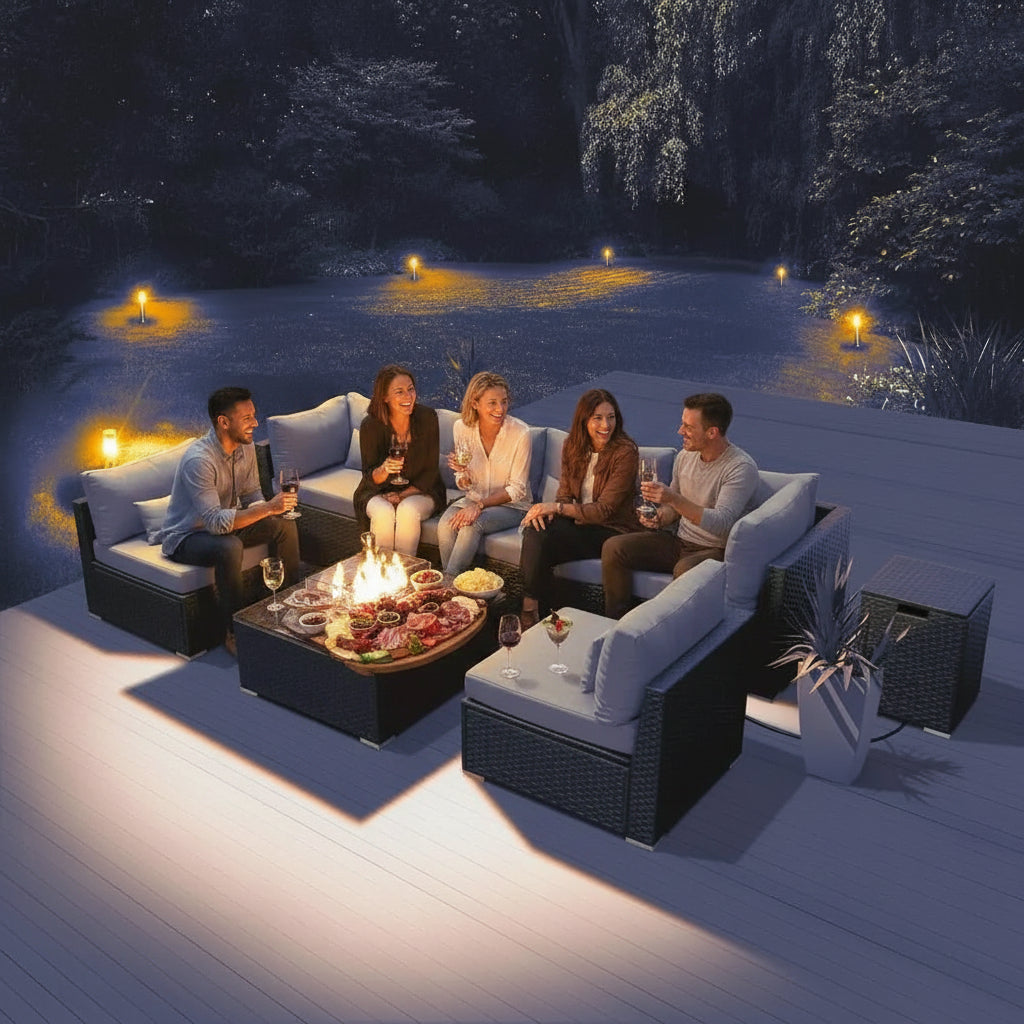 product_name# - Patio Sectionals - ElvoraElvora Luxury 8-Piece Patio Sectional with Fire Pit TablePatio SectionalsElvora Patio & FurnitureElvora Patio & Furniture7445052618699Default Title8-piece patio furniturefire pit tableluxury patio sectional3Elvora Luxury 8-Piece Patio Sectional with Fire Pit TablePatio Sectionals