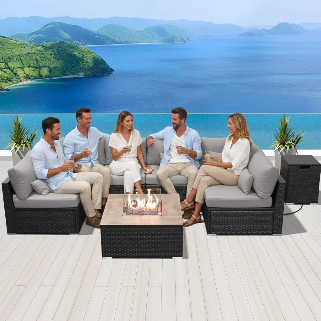 product_name# - Patio Sectionals - ElvoraElvora Luxury 8-Piece Patio Sectional with Fire Pit TablePatio SectionalsElvora Patio & FurnitureElvora Patio & Furniture7445052618699Default Title8-piece patio furniturefire pit tableluxury patio sectional1Elvora Luxury 8-Piece Patio Sectional with Fire Pit TablePatio Sectionals