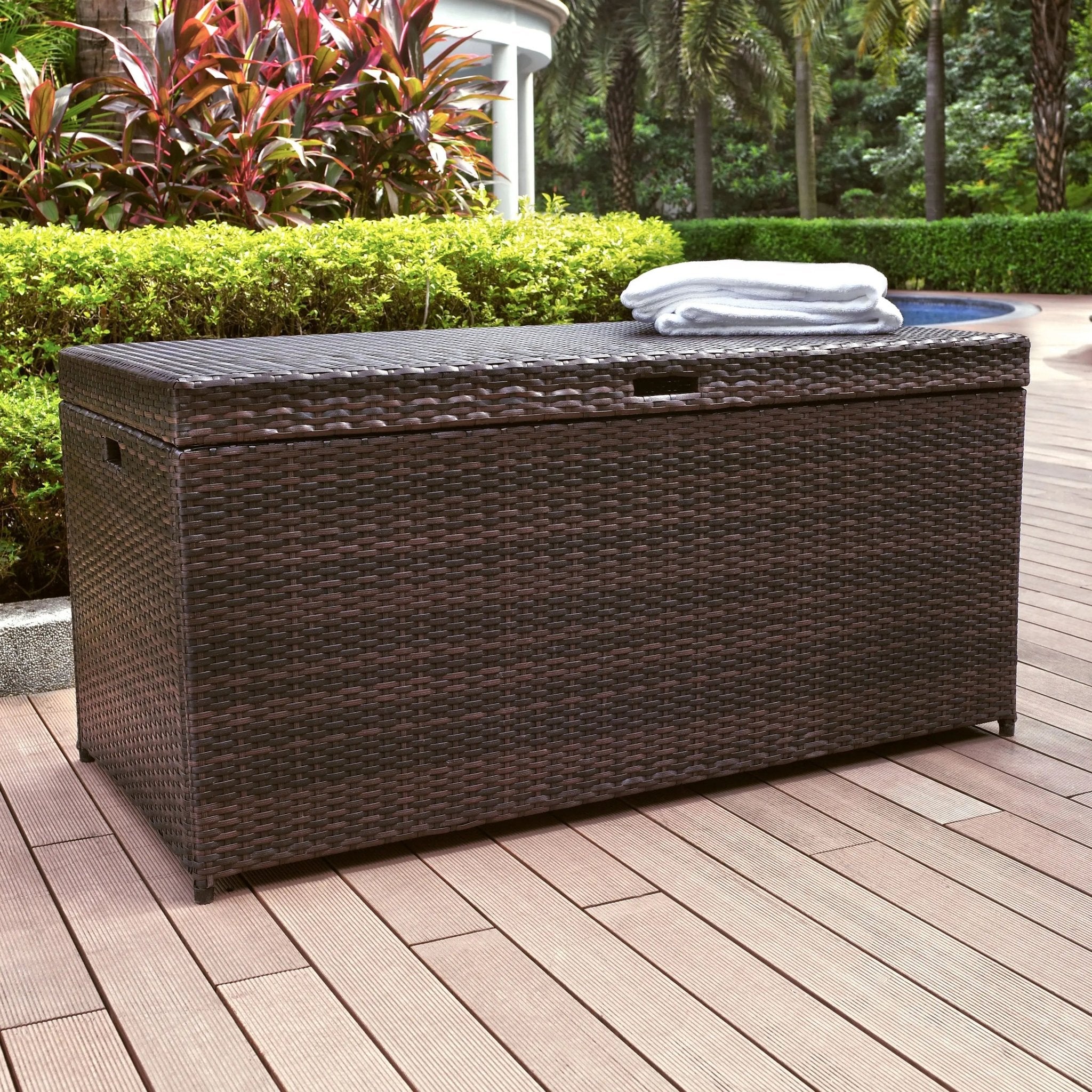 product_name# - Patio Storage - ElvoraELVORA Outdoor Wicker Poolside Storage Box – Premium Patio Cushion & Pool Toy StoragePatio StorageElvora Patio & FurnitureElvora Patio & Furniture705353829697Brown9outdoor storage boxpatio storage boxpoolside storage